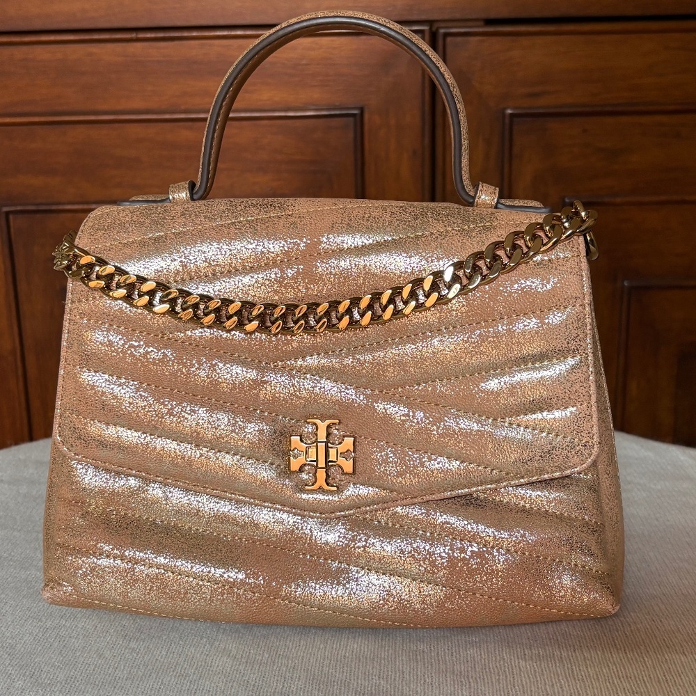 Tory Burch Kira Metallic Rose Gold Top Handle Bag – Rare Edition – NWOT